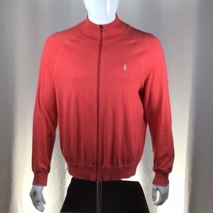 🔅SALE🔅Ralph Lauren Polo Cardigan sweater, large, salmon color, with zipper.